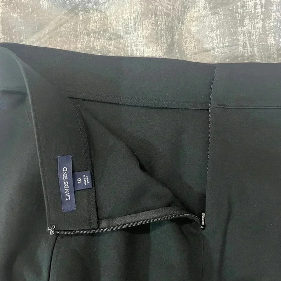 LANDS END’ BLACK MIDI PENCIL STRAIGHT SKIRT STRETCH BUSINESS SIZE 10 LARGE - Picture 3 of 8